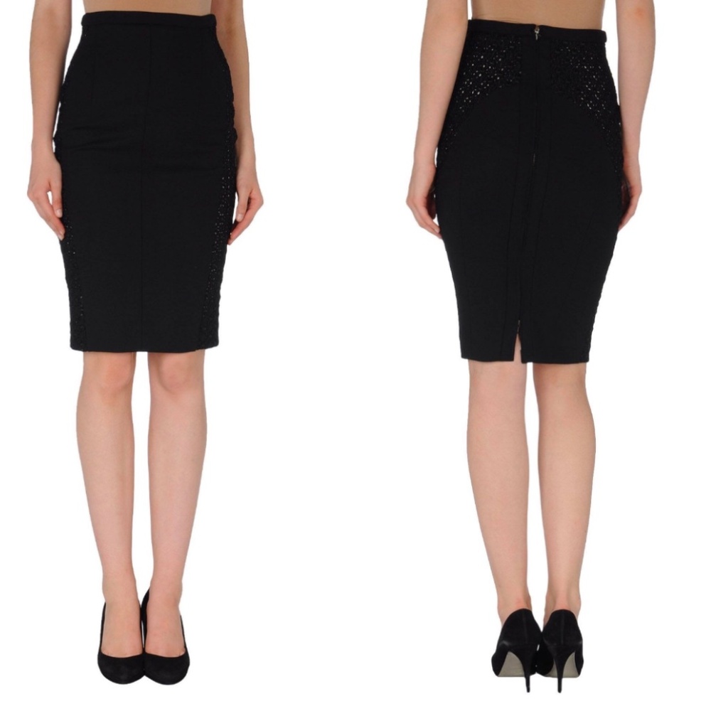 NWT! Antonio Berardi Embroidered Wool Pencil Skirt IT 42